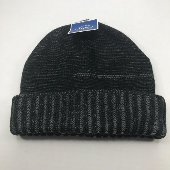 Winter Essentials Men's One Size Black Knit Beanie New - Picture 3 of 9